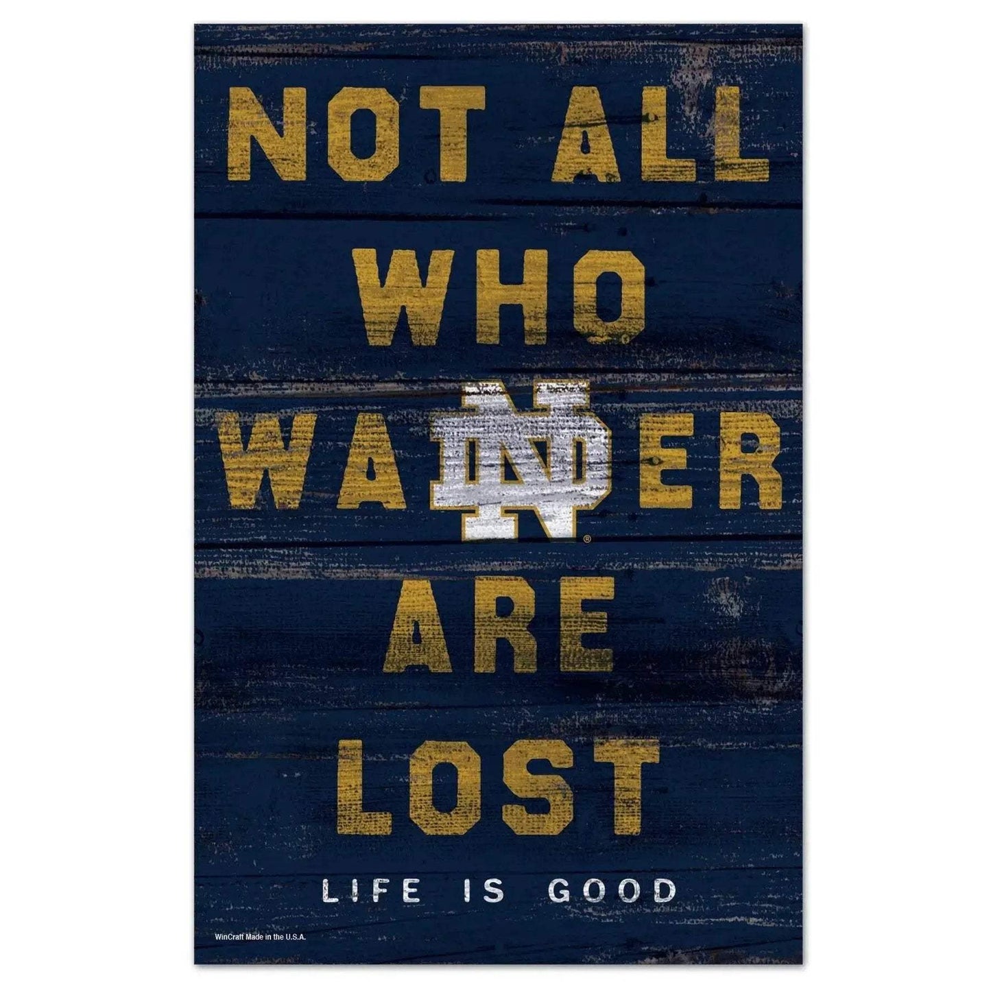 Notre Dame Fighting Irish Sign 11x17 Wood Life Is Good - ToylandEU™