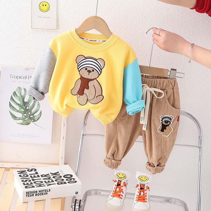 Infant And Child Spring And Autumn Cotton Letter Set | Single-Breasted