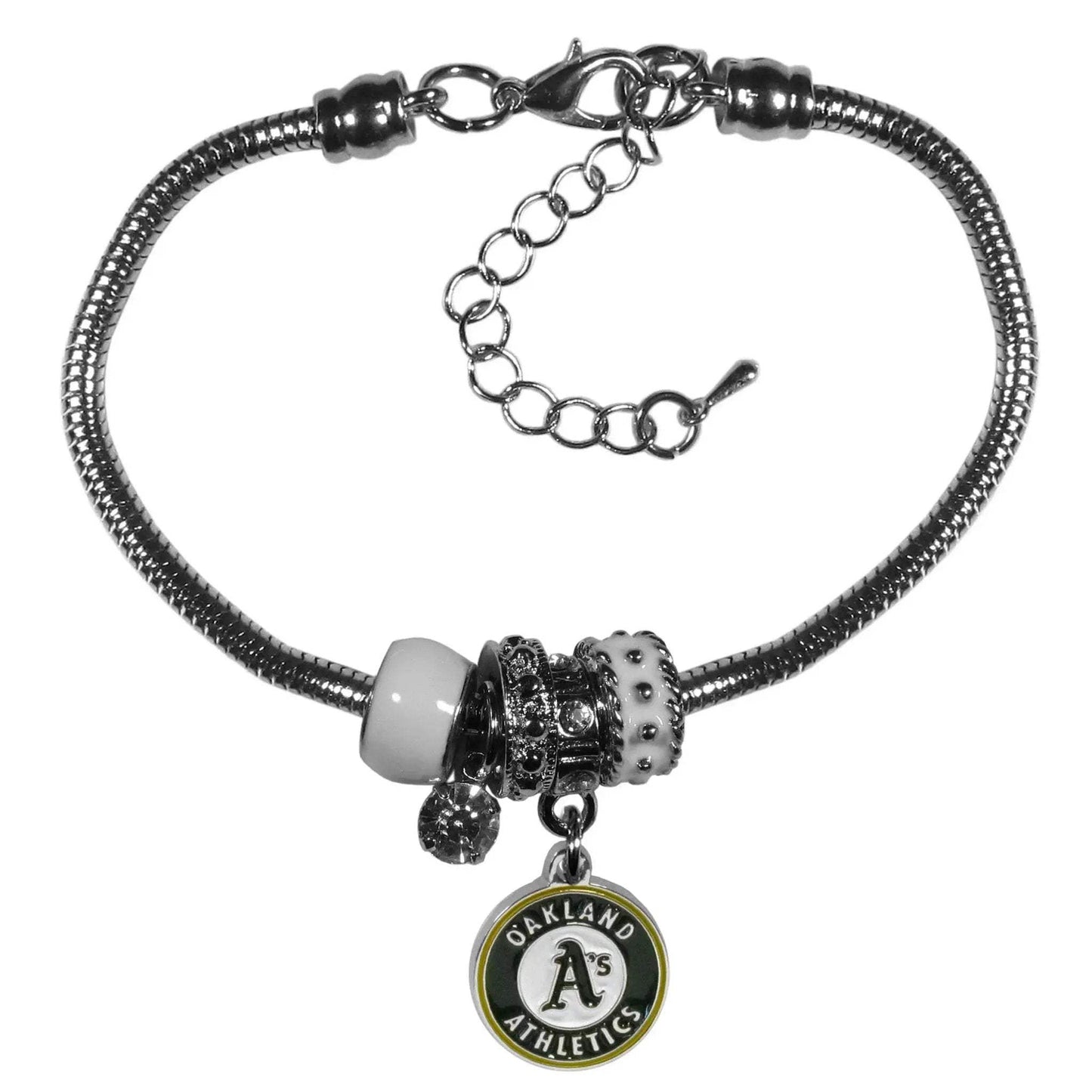 Oakland Athletics Euro Bead Style Bracelet With Rhinestones - ToylandEU™