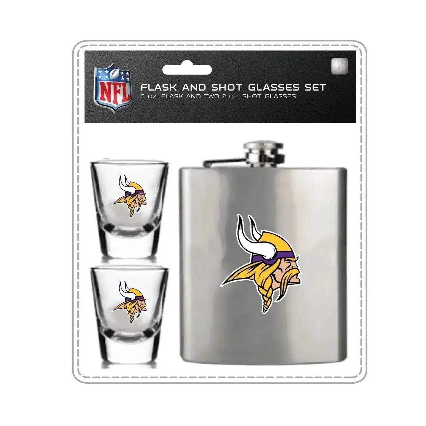 Official Minnesota Vikings Flask And Shot Glass Set - ToylandEU