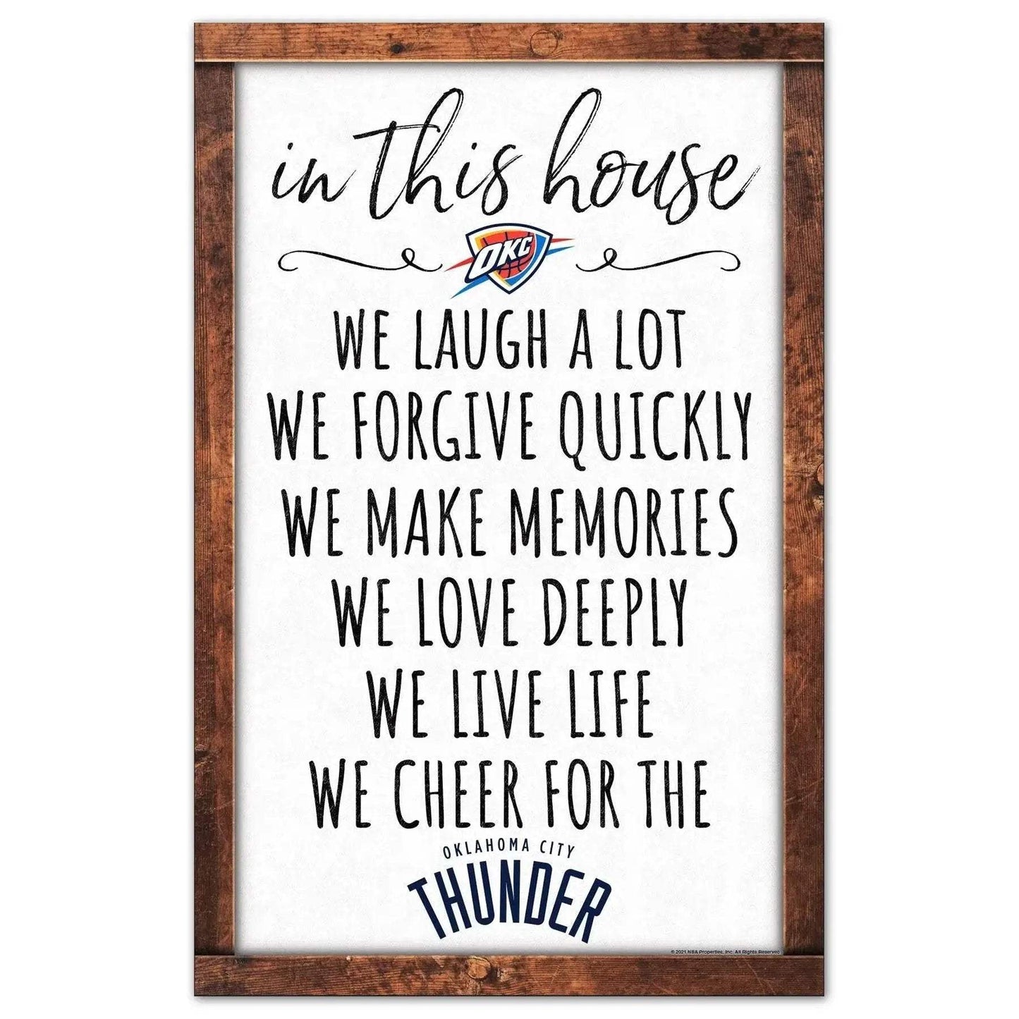 Oklahoma City Thunder Sign 11x17 Wood In This House - ToylandEU™