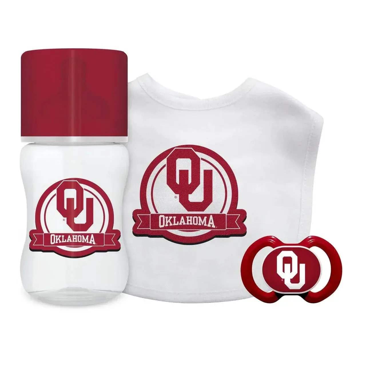 Oklahoma Sooners Baby Gift Set 3 Piece Bib Bottle Pacifier - ToylandEU™