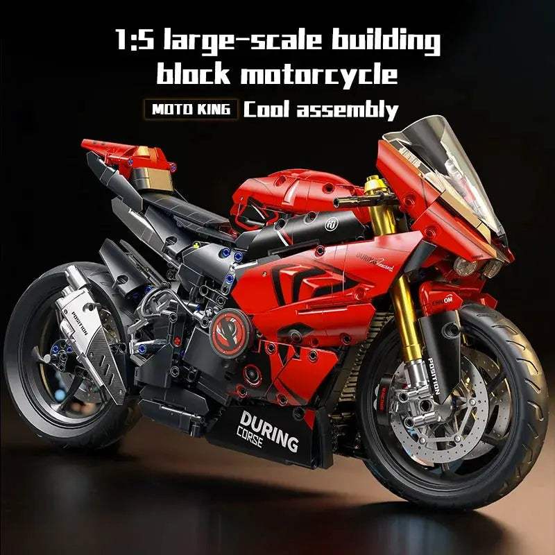 Cool Assembly 2024PCS Building Blocks Set 1:5 Scale Red Racing Motorcycle High Simulation Bricks for Hobbyists Gifts Giving - ToylandEU
