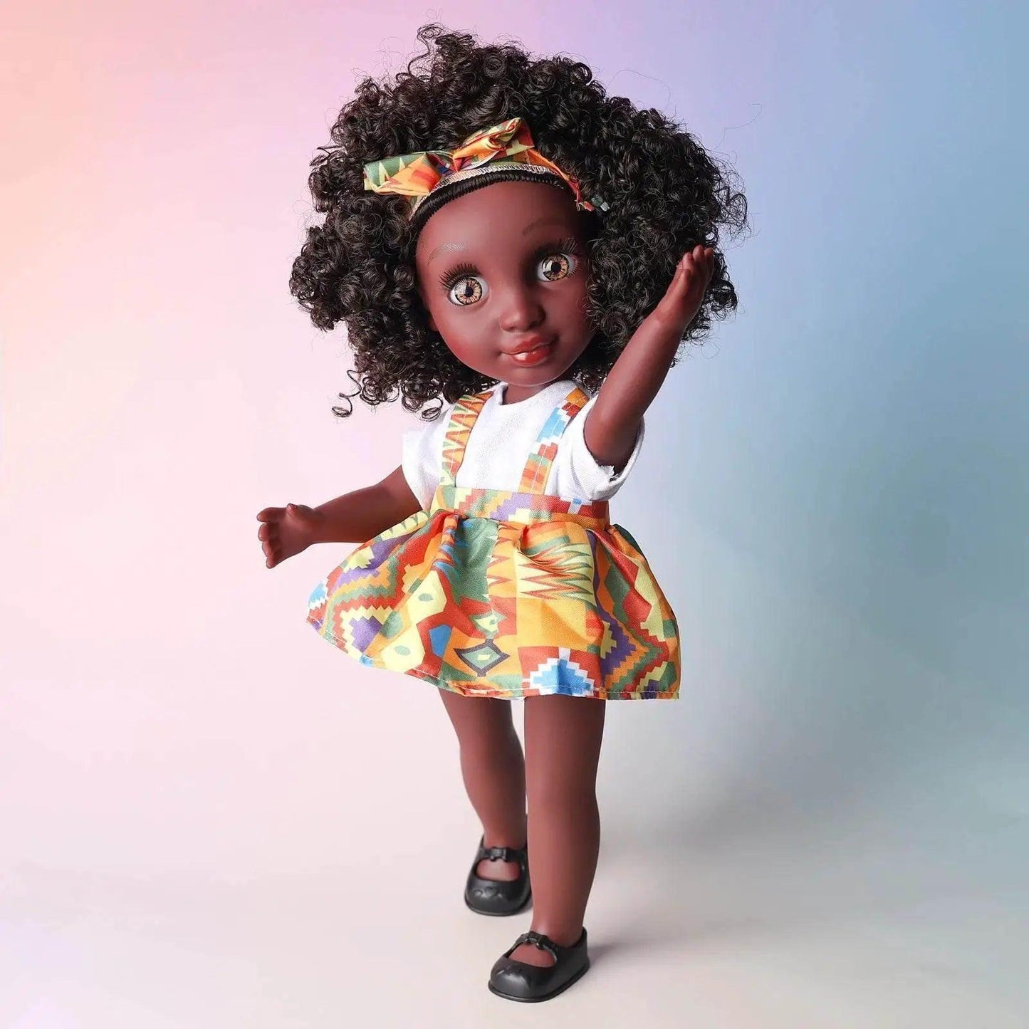 One Piece 14 Inch American African Black Doll with Curly Hair Full Set Gift for Girls - ToylandEU™