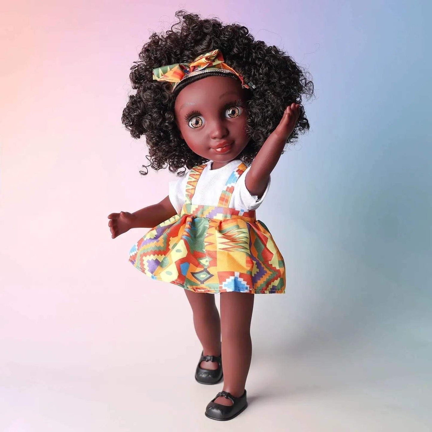 One Piece 14 Inch American African Black Doll with Curly Hair Full Set Gift for Girls - ToylandEU