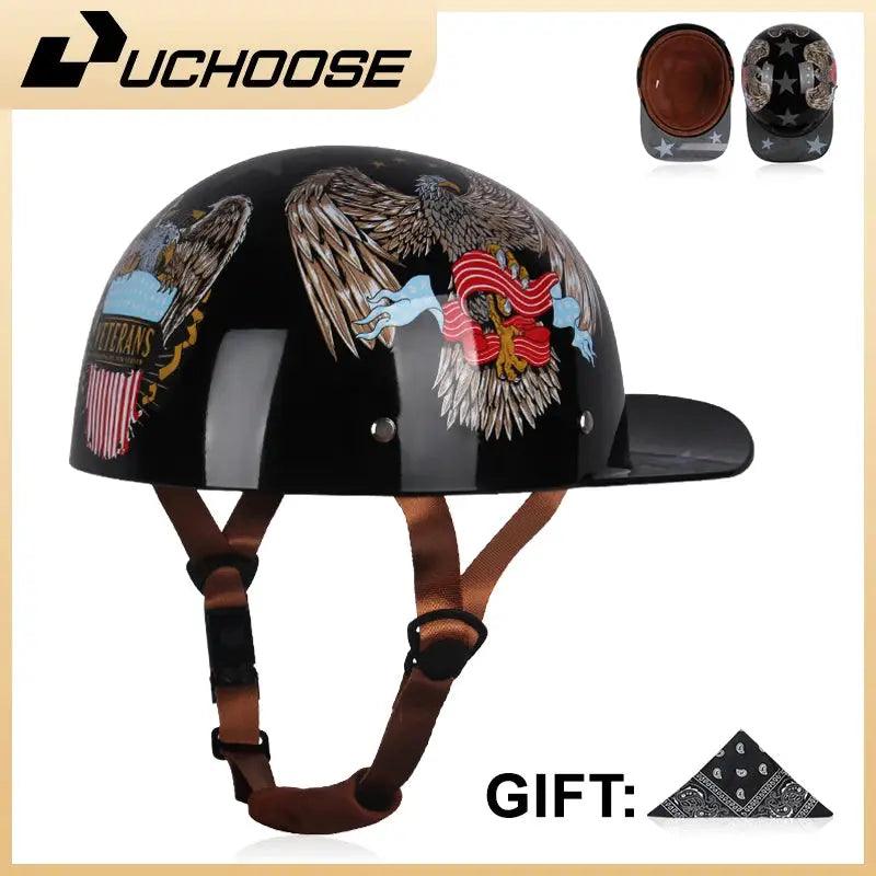 Open Face Motorcycle Helmet Vintage Retro Cruiser Elite - ToylandEU™