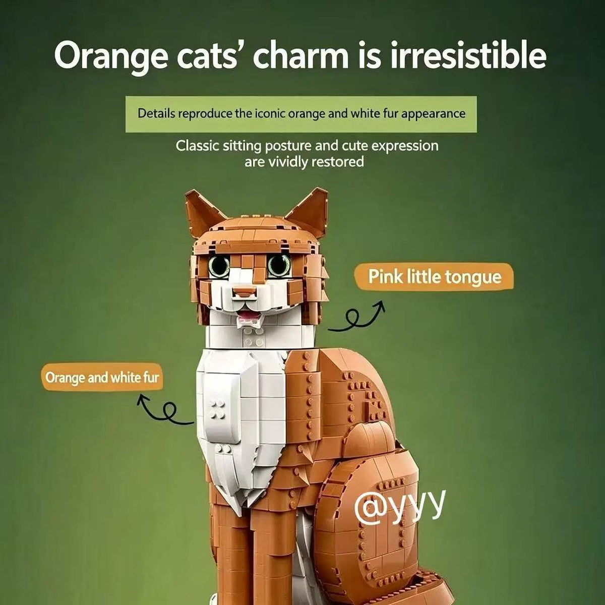 Orange Cat Building Block Set | 1755 Pcs | Toylandeu™