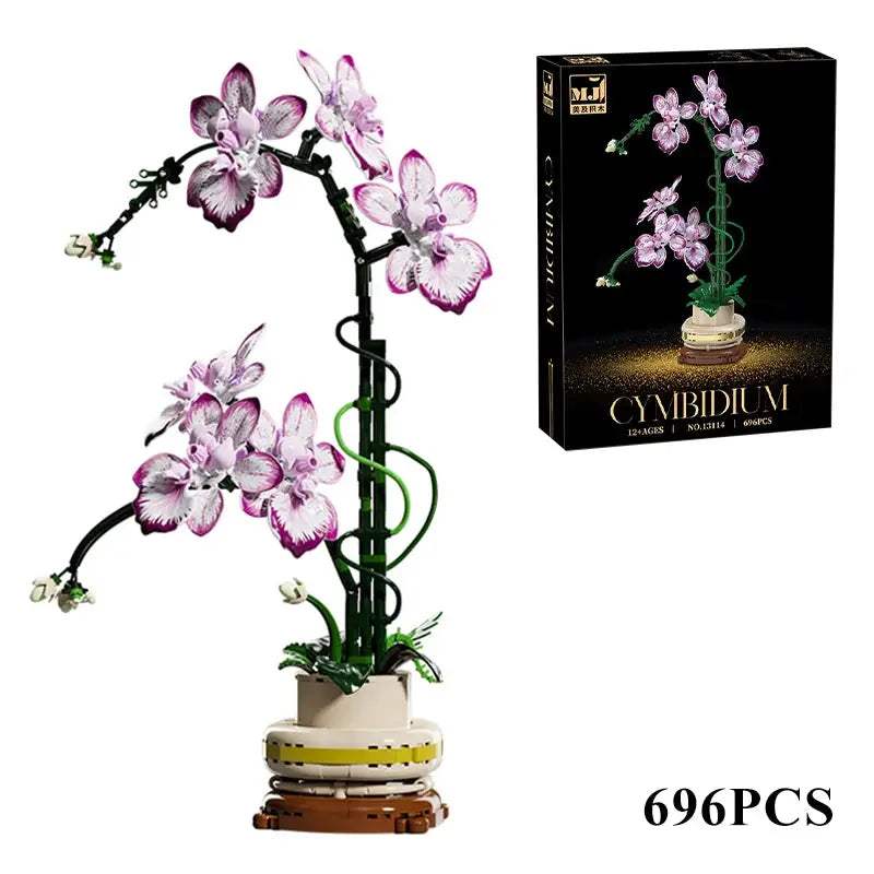 Creative Orchid Cymbidium Eternal Flowers Potted Plant Building Blocks Simulation Phalaenopsis DIY Bricks Toys Valentine's Gift - ToylandEU