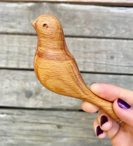 Organic Wooden Rattle Dove Baby Toy With Buckwheat Fill - ToylandEU