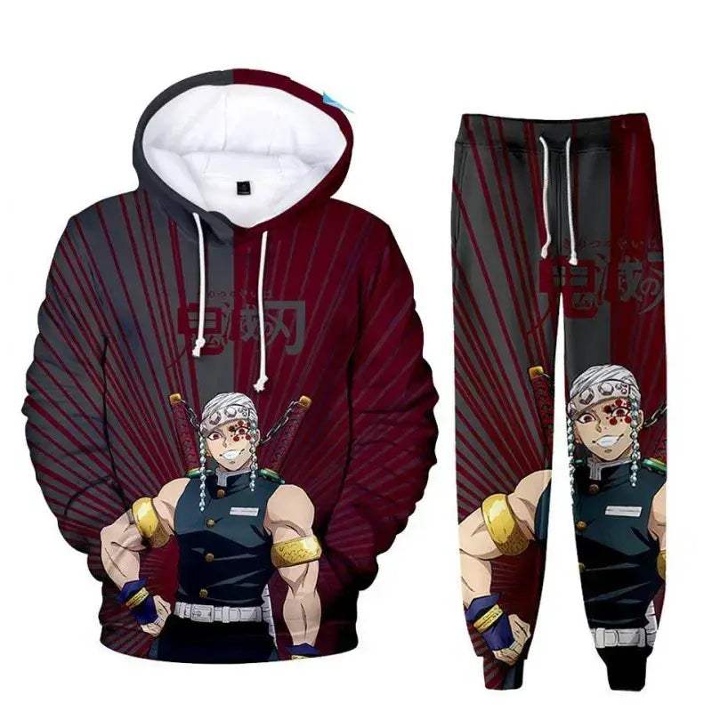 Oversized Demon Slayer Hoodie And Pants 2Piece Cosplay Set - ToylandEU