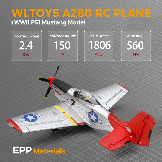P51 Mustang RC Plane With Lights Brushless Motor - ToylandEU™