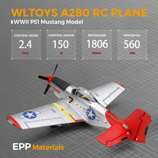 P51 Mustang RC Plane With Lights Brushless Motor - ToylandEU™