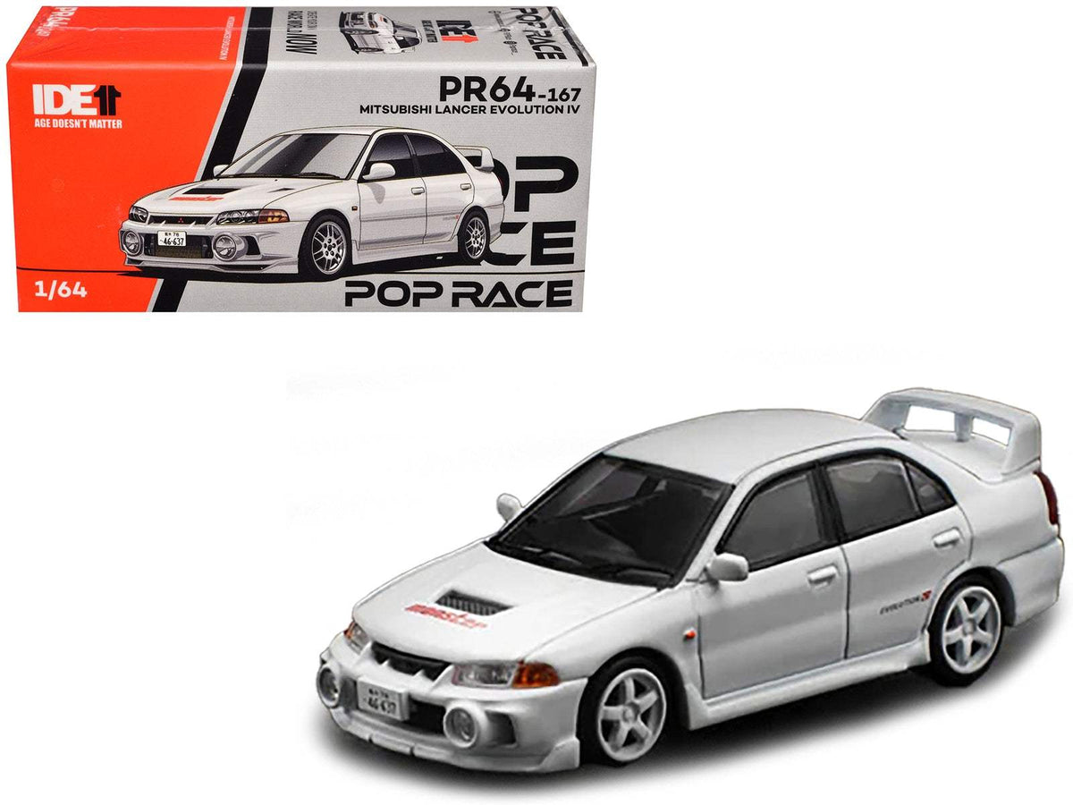 Mitsubishi Lancer Evolution IV RHD (Right Hand Drive) White | 1/64 Diecast Model Car | Pop Race | Indonesia Diecast Expo 2024 Exclusive Series