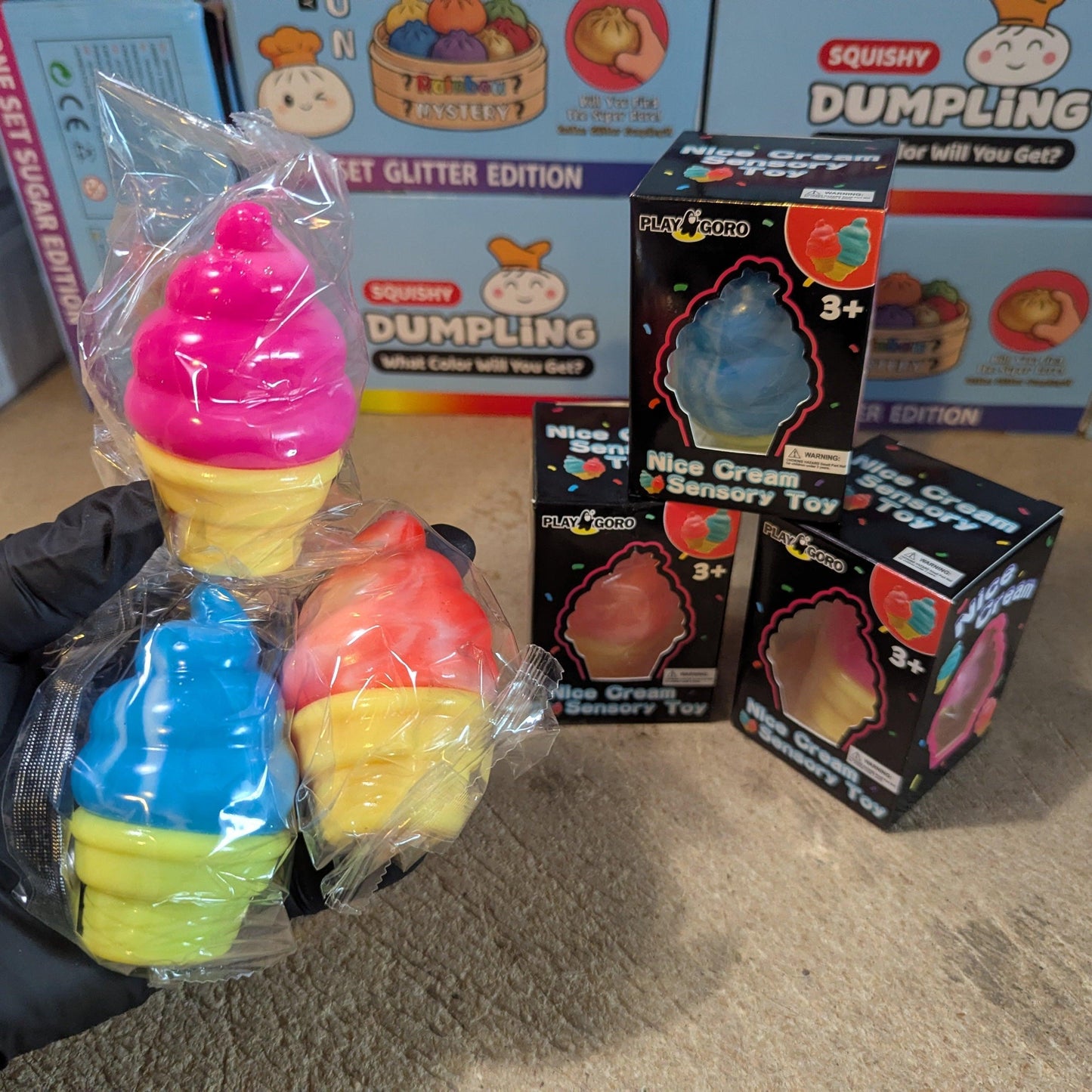 Ice Cream Cone Squishies | Three Piece Set | Toylandeu™