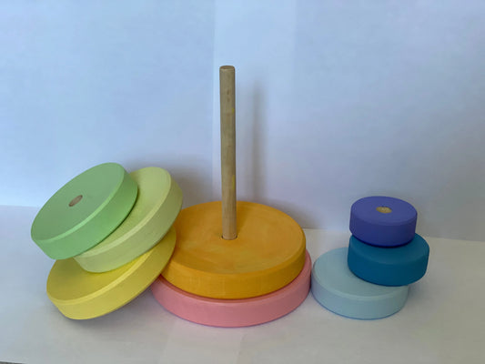 Pastel Wooden Stacking Pyramid for Fine Motor Skills - ToylandEU