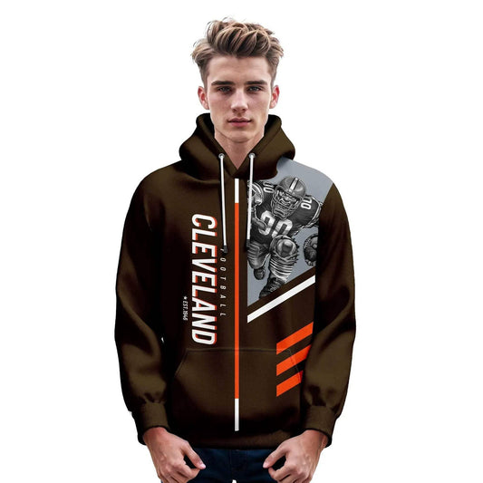 Personalized Cleveland City Football Hoodie with Custom Name & Number - Unisex 3D Printed Pullover Sweatshirt for Men, Women, and Youth - ToylandEU