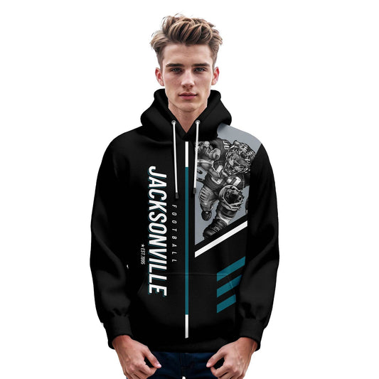 Personalized Jacksonville 3D Print American Football Hoodie with Custom Name & Number - Unisex Sweatshirt for Fans - ToylandEU