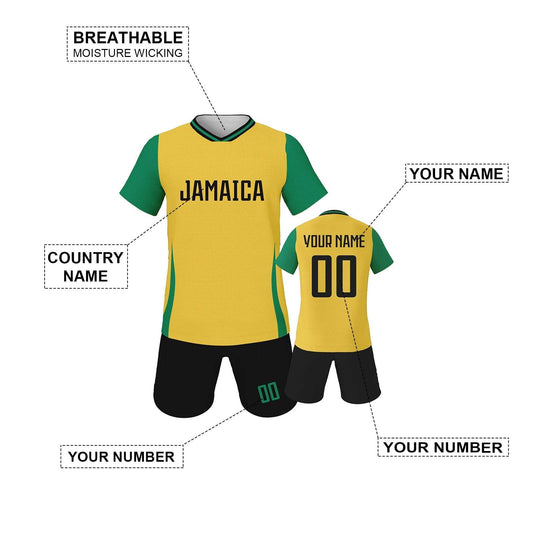 Personalized Jamaica Kids Soccer Kit - Custom Football Jersey with Name & Number for Youth Teams - ToylandEU