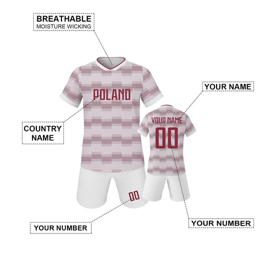 Personalized Kids Poland Soccer Jersey Set - Custom Name and Number Youth Training Uniform - ToylandEU