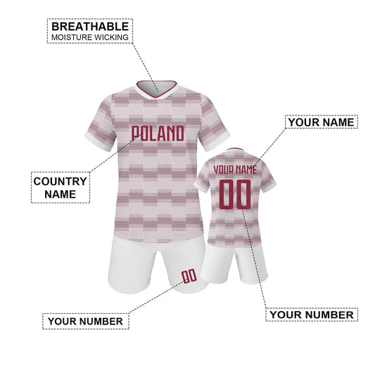 Personalized Kids Poland Soccer Jersey Set - Custom Name and Number Youth Training Uniform - ToylandEU