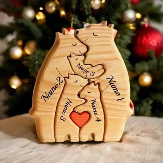 Personalized Wooden Bear Family Puzzle Custom Name - ToylandEU™