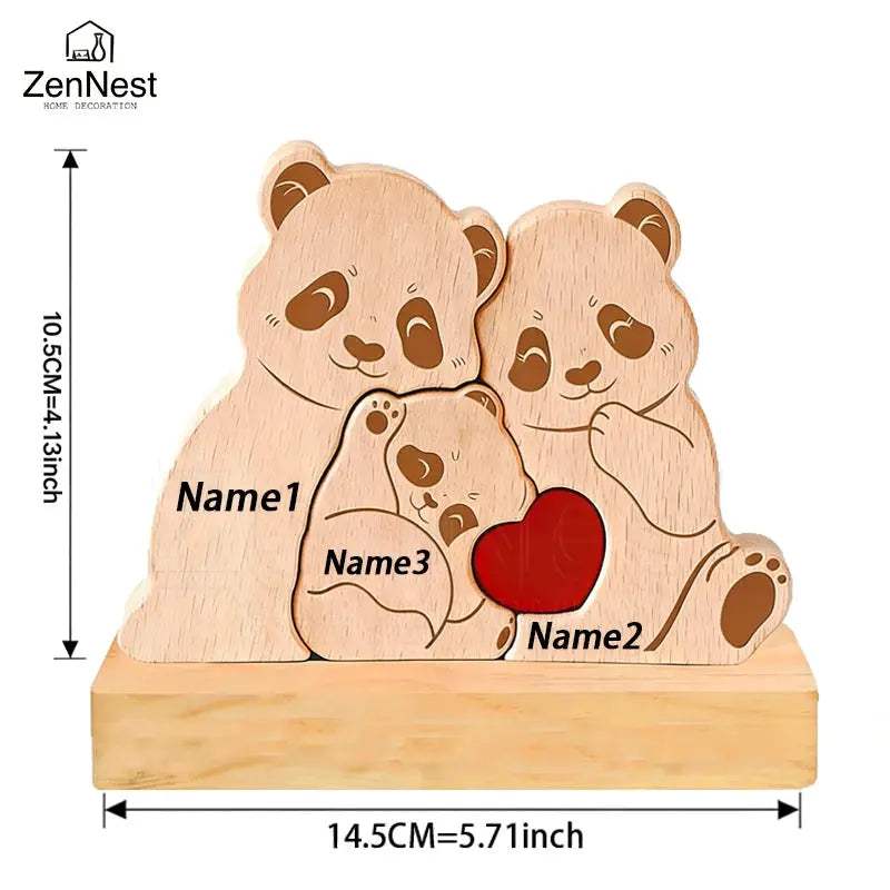 Personalized Wooden Bear Puzzle With Custom Names For Home Decor - ToylandEU