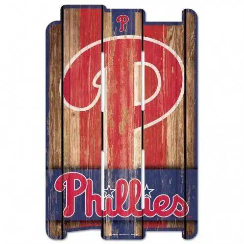 Philadelphia Phillies 11x17 Wood Fence Sign Whitewash - ToylandEU