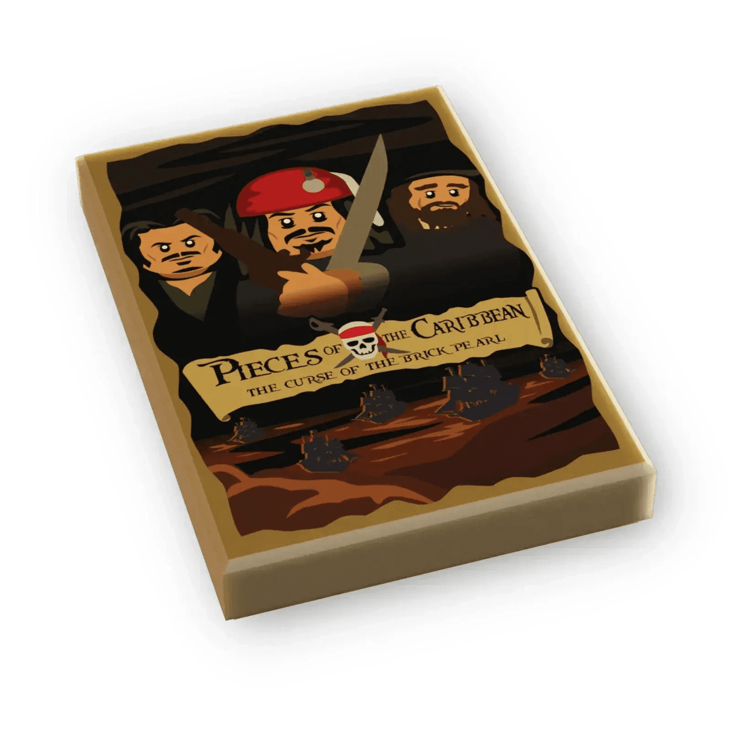 Pieces of the Caribbean: Curse of the Brick Pearl Movie Cover (2x3 Tile) made using LEGO part - ToylandEU