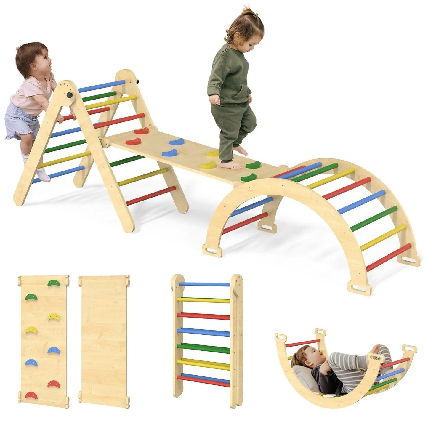 Pikler Triangle Montessori Climbing Toy Set 5 In 1 - ToylandEU™