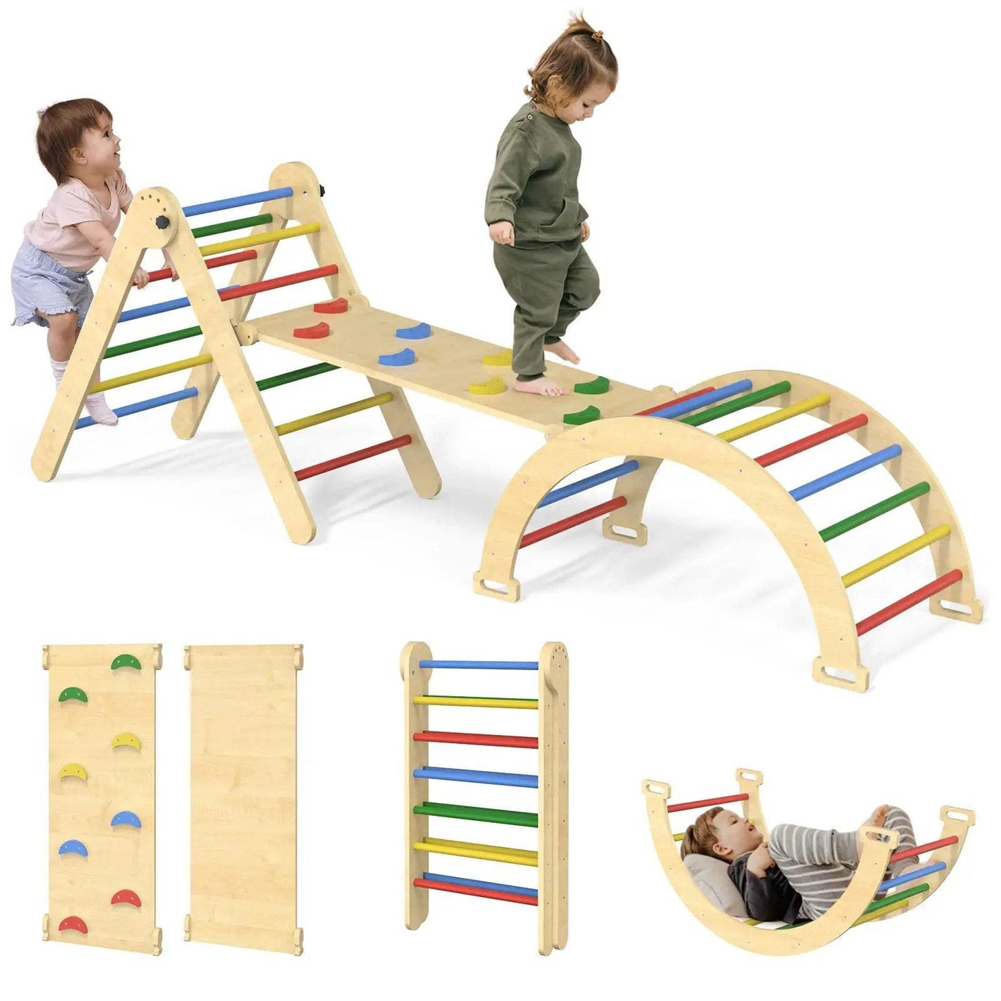 Pikler Triangle Montessori Climbing Toy Set 5 In 1 - ToylandEU™