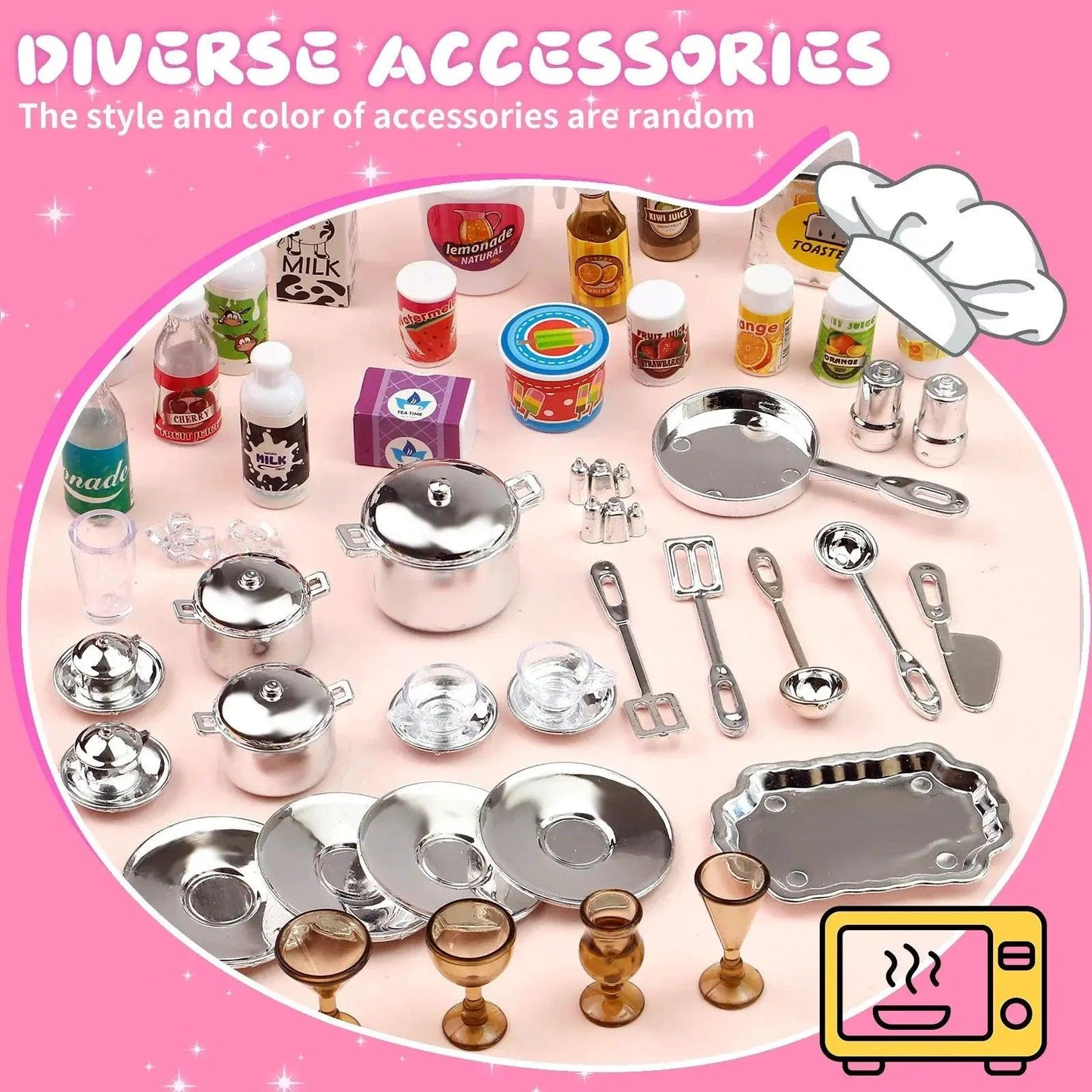 Pink Kitchen Pretend Playset With Lights Realistic - ToylandEU™