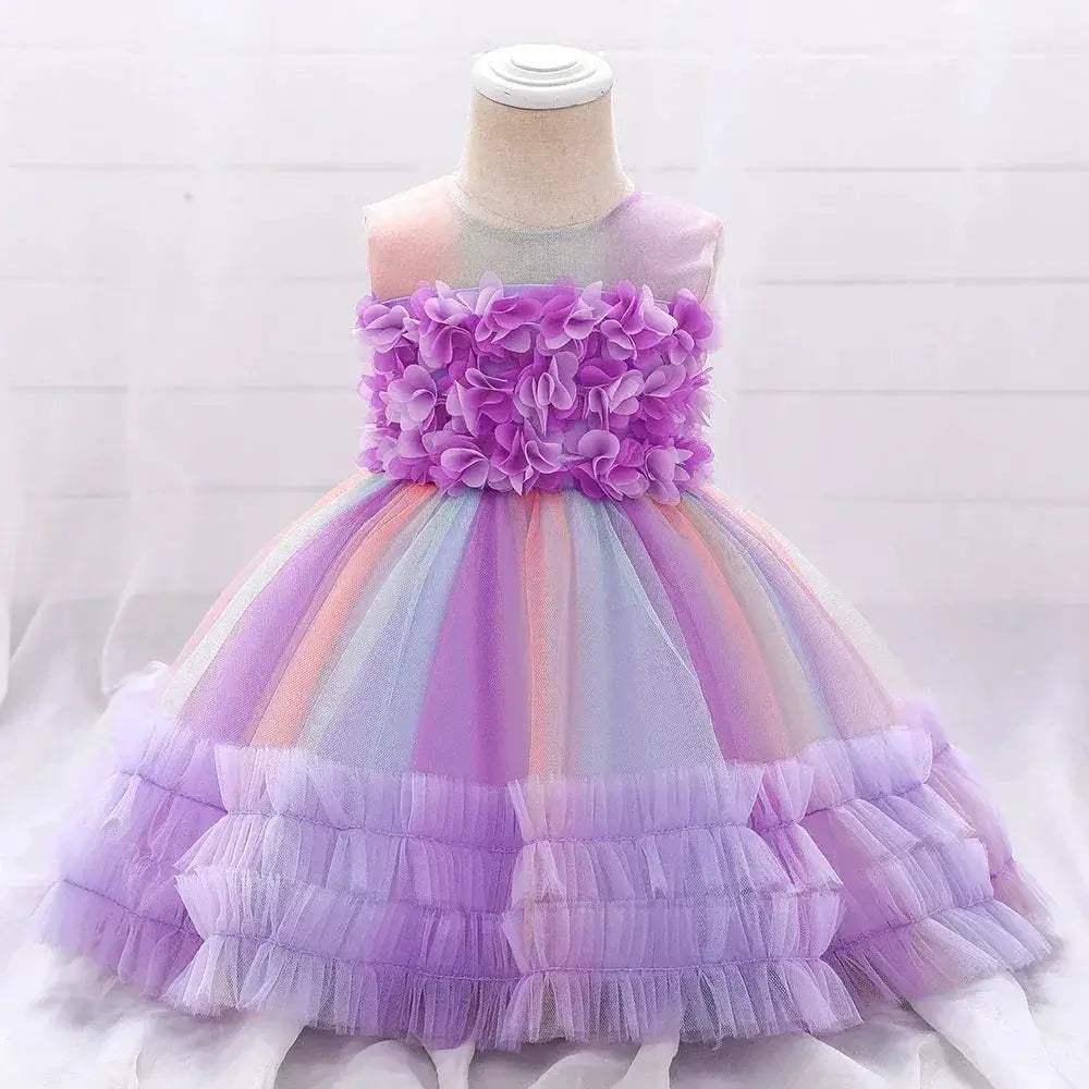 Pink Lace Baby Girl First Birthday Dress With Sequin Bow - ToylandEU