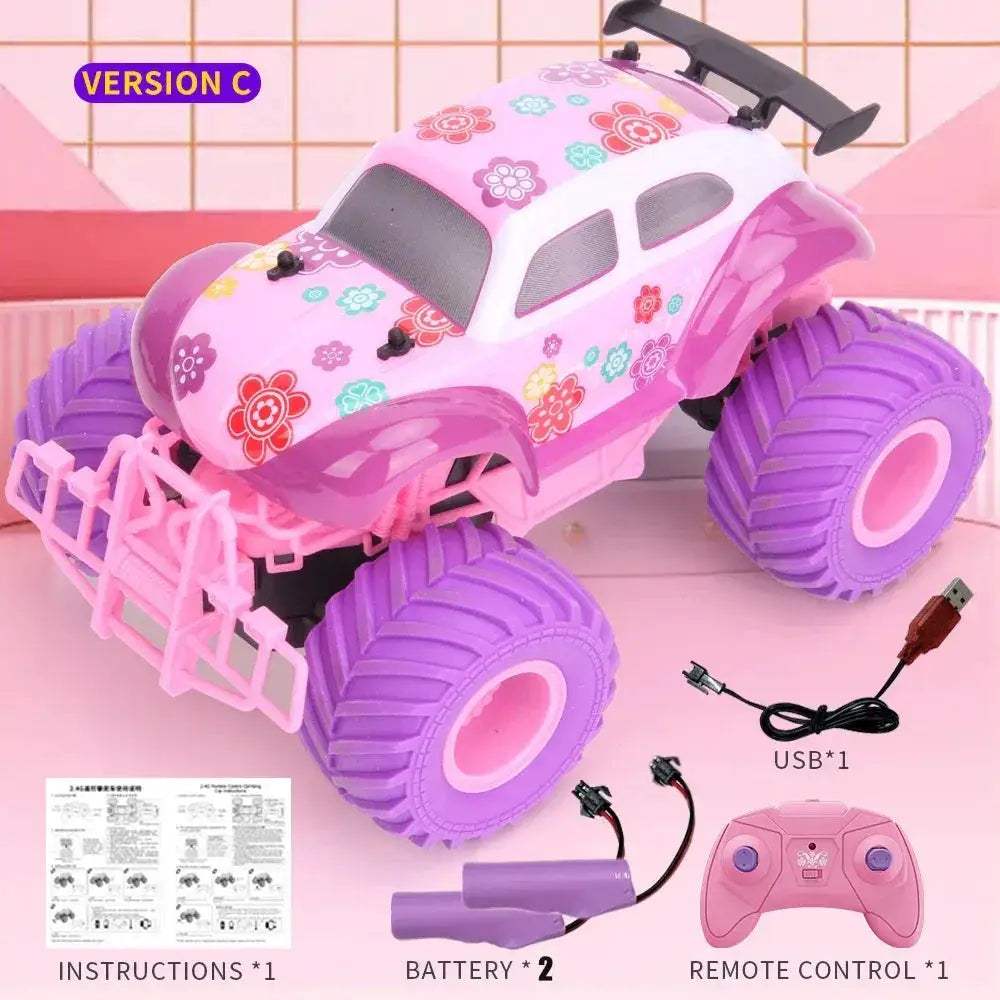 Pink RC Car Remote Control Truck DropResistant Climbing Stunt Toy - ToylandEU