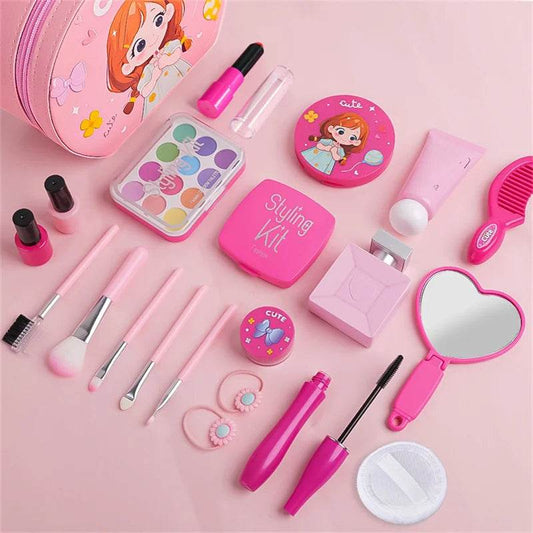 Pink Simulation Girl Beauty Play Game Cosmetics Bag Toy Set Educational Makeup Nail Paint Lipstick Toys for Kids Gifts - ToylandEU