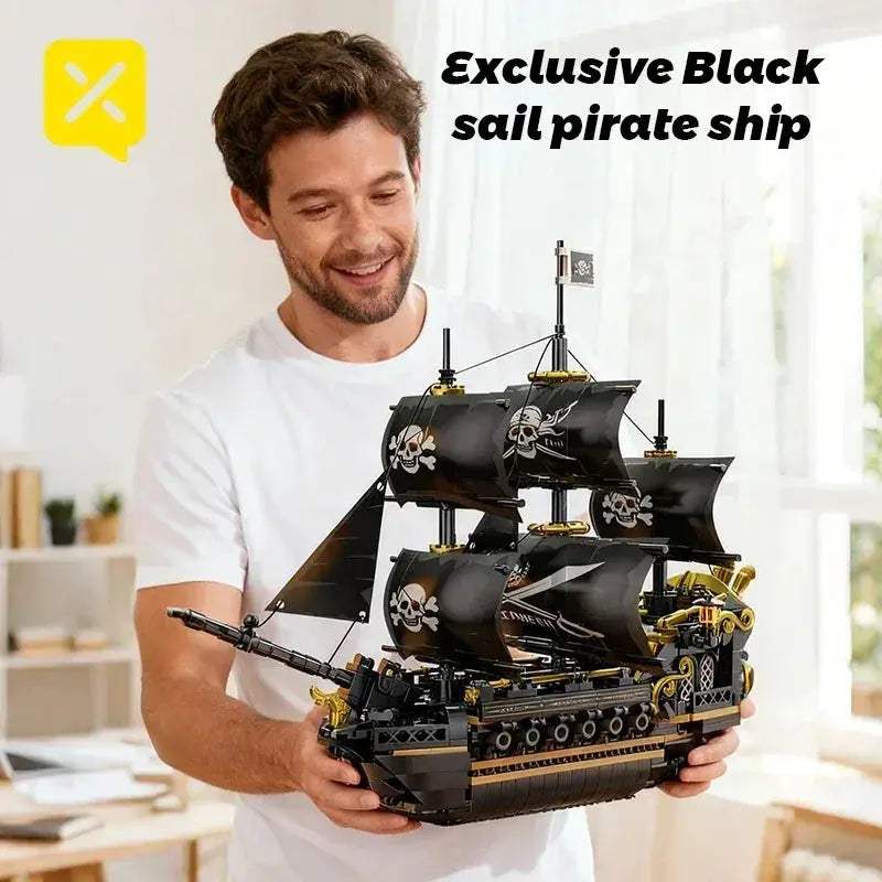 Pirate Ship Building Blocks Sailboat Model For Creative Desktop Decor - ToylandEU