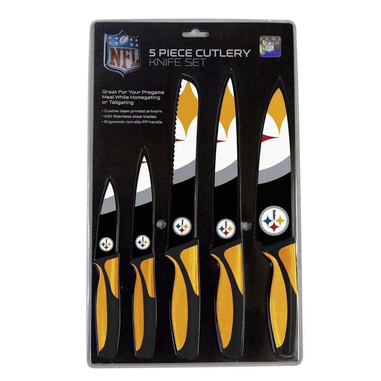 Pittsburgh Steelers Kitchen Knife Set 5 Pack Non Slip - ToylandEU™