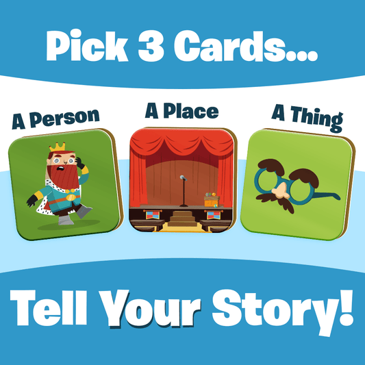 Story Starter Cards | 3 Card Writing Prompts | Creative Thinking Toy | Kids 4+