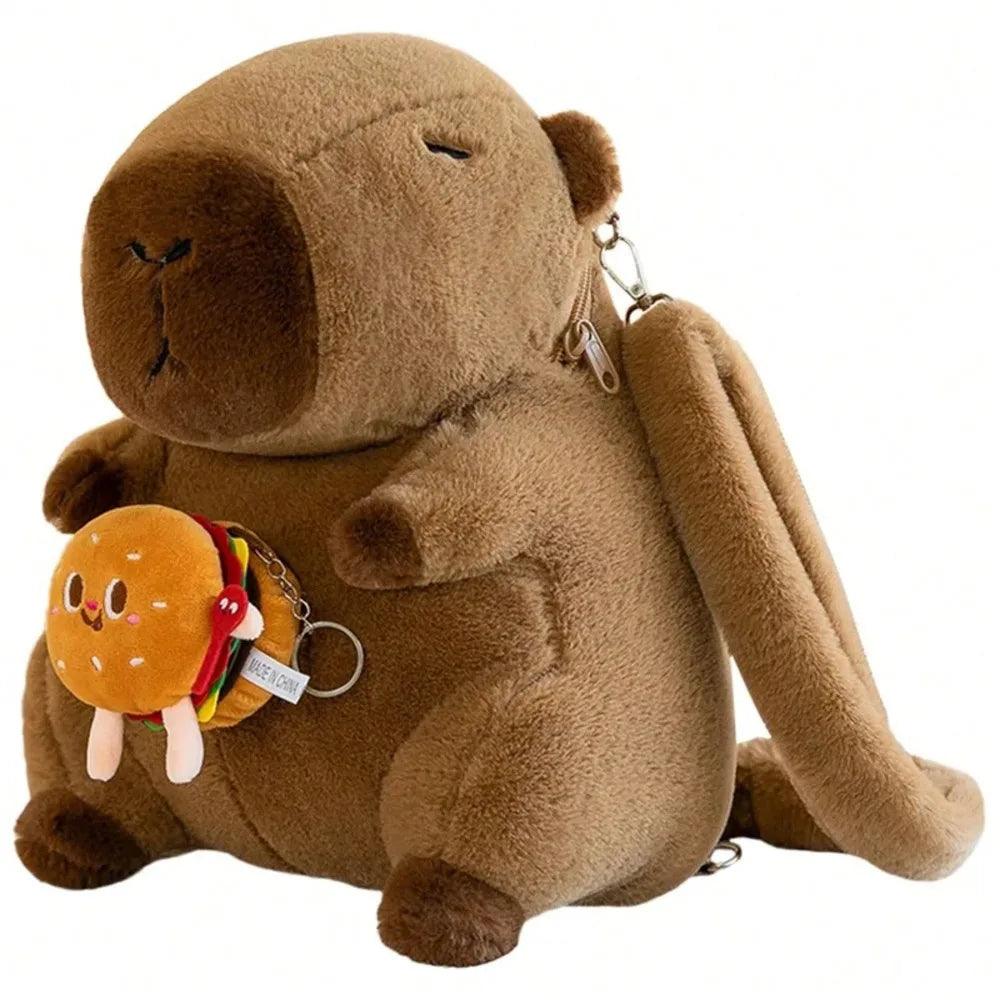 Cartoon Capybara Plush Backpack For Kids With Soft Fur