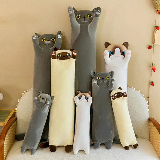 Plush Cat Pillow | Long Sleepy Shape | Toylandeu™