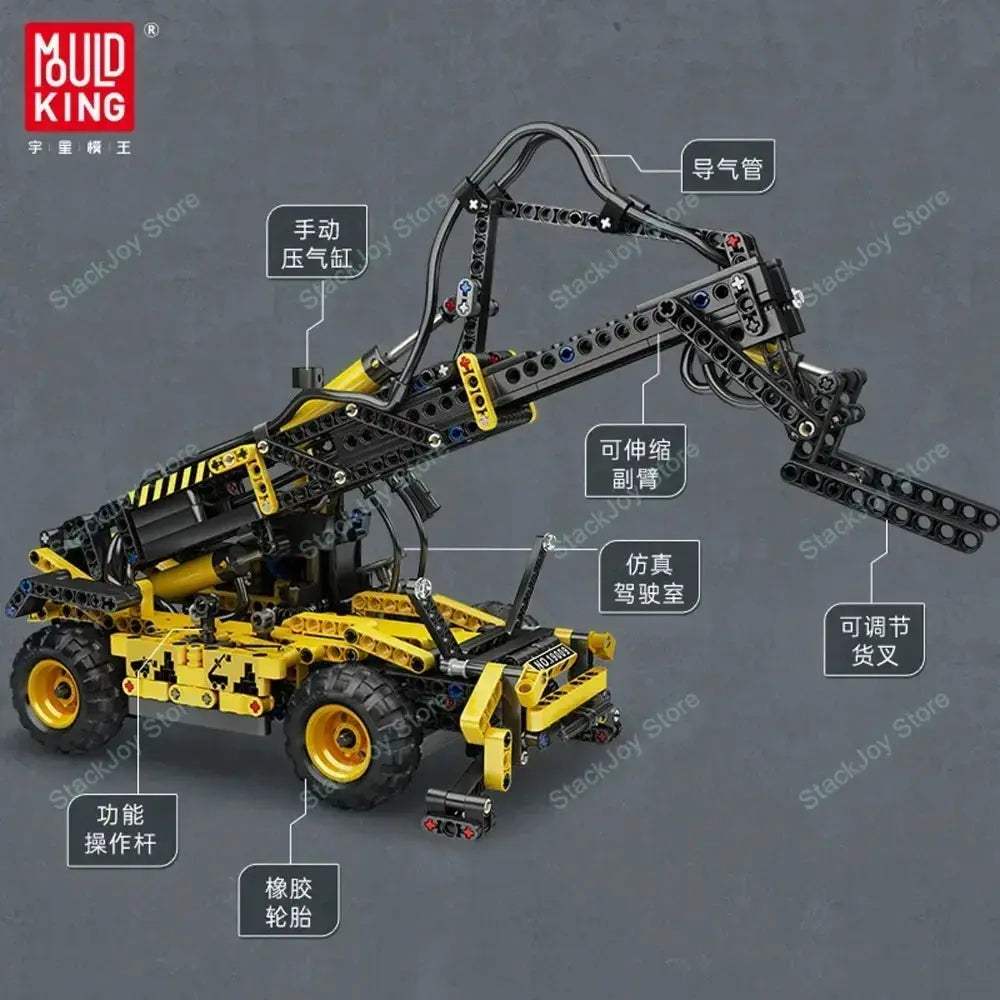 Pneumatic Forklift Building Set For Adults With Telescopic Arm - ToylandEU