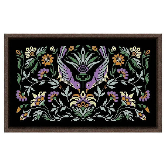 Pomegranate Bird Night Songs Cross Stitch Kit - DIY Handmade Embroidery on Black Canvas Cloth with Cotton Thread (18ct, 14ct, 11ct) - ToylandEU™