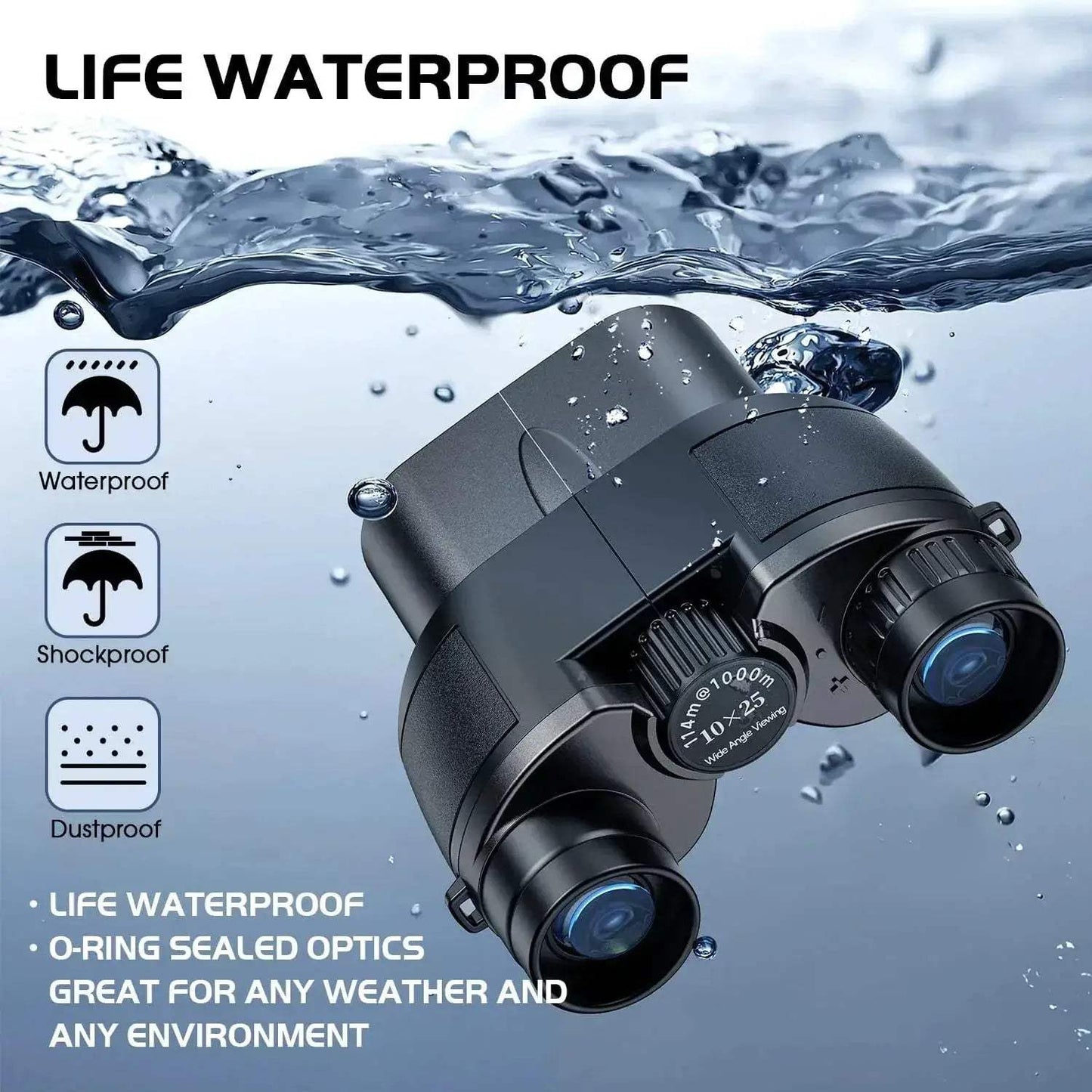 Portable Mini Binoculars 10x25 HD IPX4 Waterproof for Travel - ToylandEU