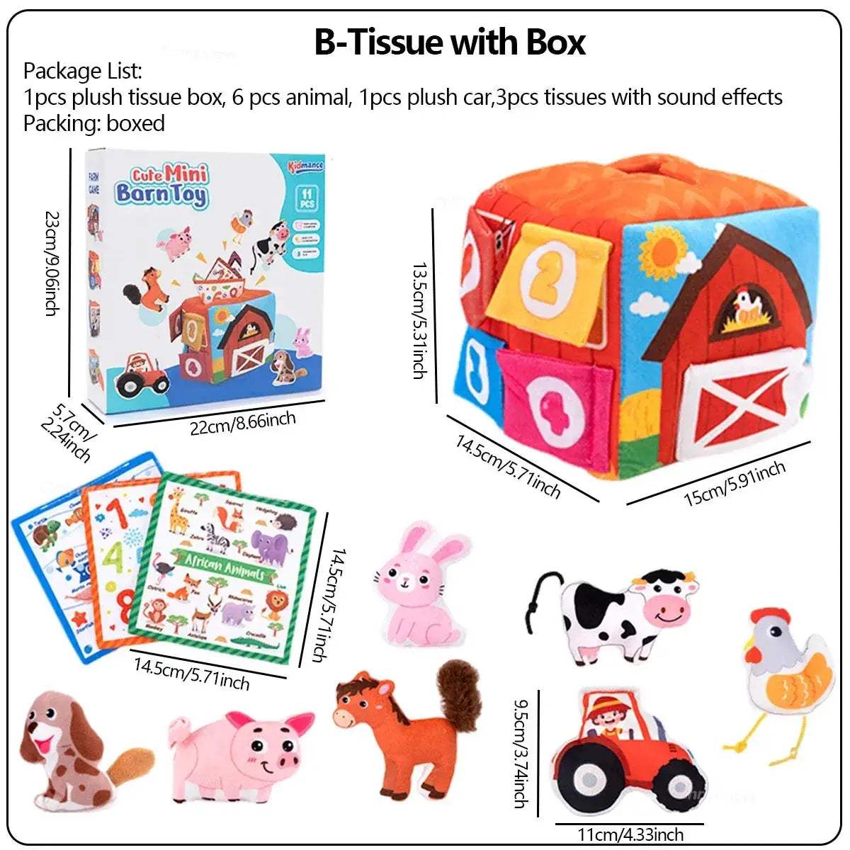 Portable Plush Farm Animals Set Montessori Baby Toy For Infants - ToylandEU