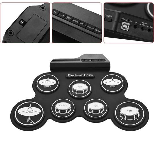 Portable USB Foldable Electronic Drum Set - 7 Pads for Practice Fun - ToylandEU