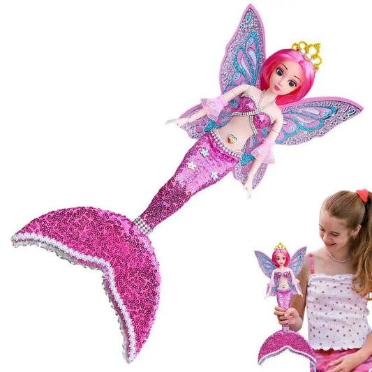 Poseable Sequin Mermaid Princess Doll for Creative Costume Play - ToylandEU