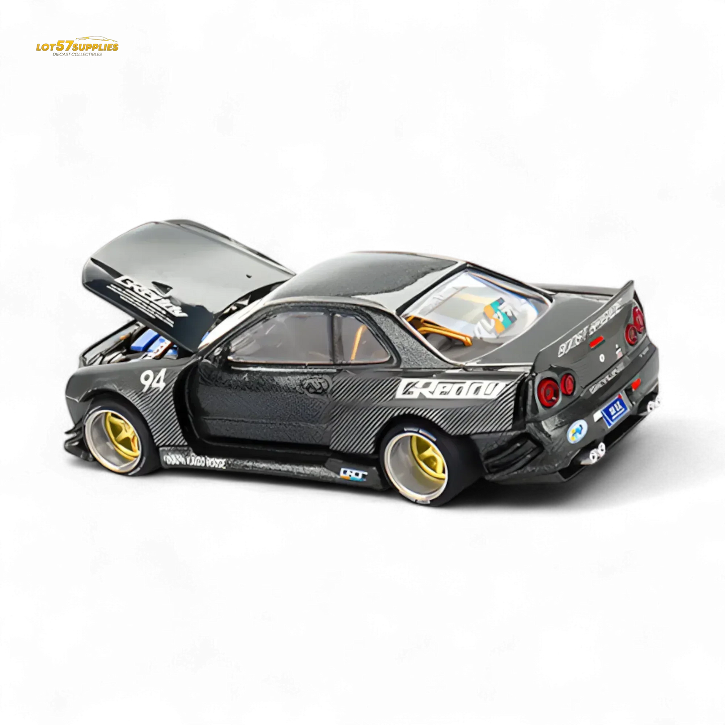 (Pre-Order) Kaido House x Mini GT Nissan Skyline GT-R (R34) Kaido Works GReddy V2 - Black w/ Carbon 1:64 - ToylandEU