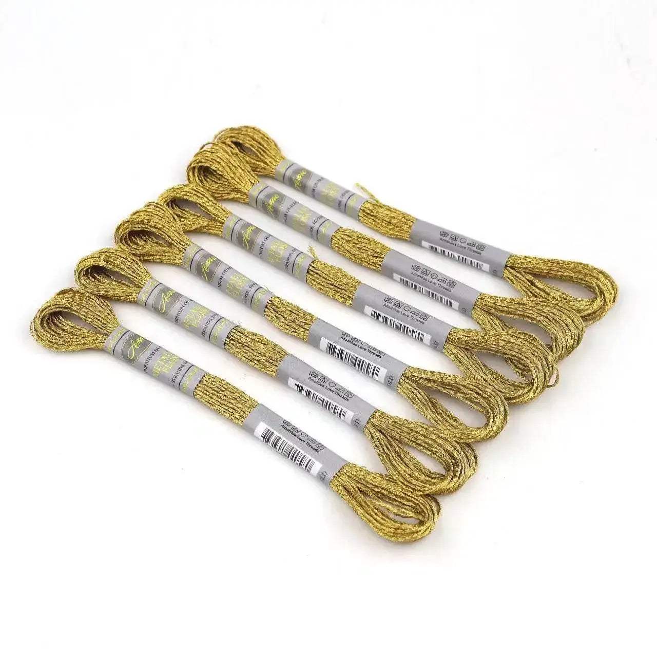 Premium 6-Pack Pearlescent High Gloss Metallic Embroidery Thread for Cross Stitch - 8 Meters Each, 6 Strands - ToylandEU