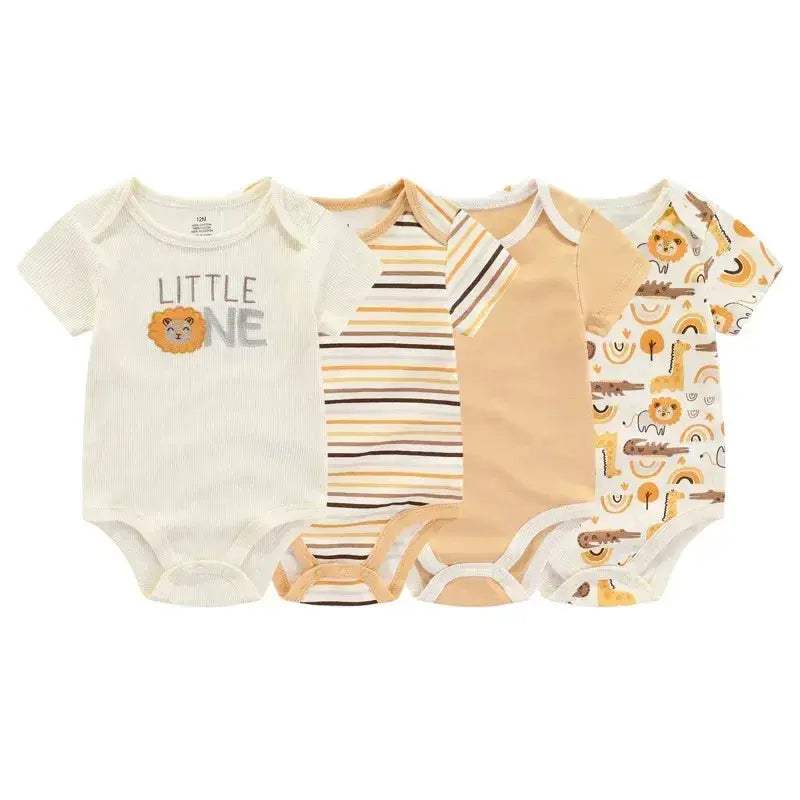 Premium Bodysuits 4 Piece Cartoon Set 100 Percent Cotton For Unisex Newborns - ToylandEU