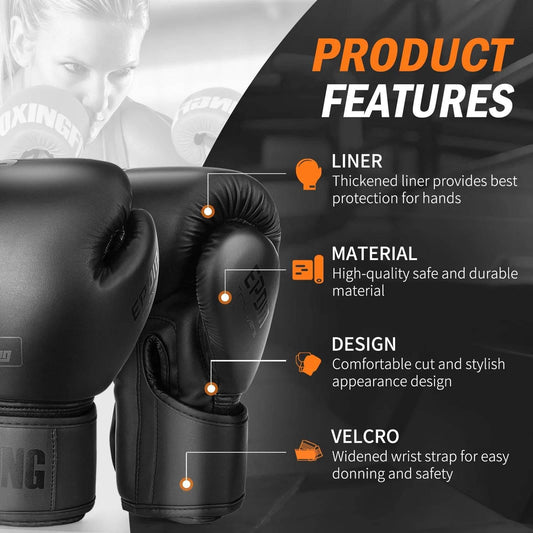 Premium Boxing Gloves PU Leather Muay Thai Unisex Training - ToylandEU
