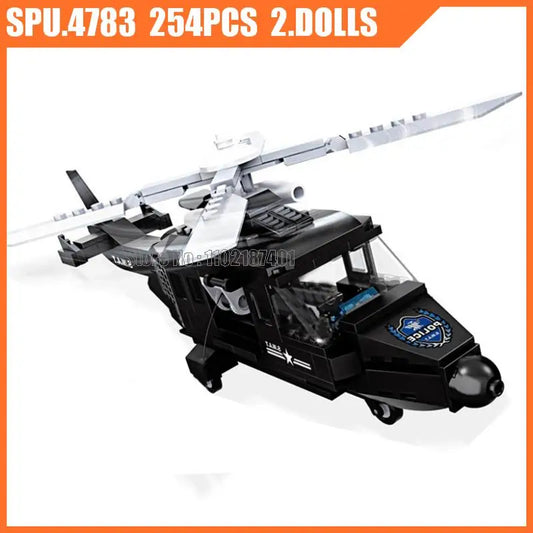 Premium Building Block Set 254 Piece Police Swat Helicopter Soldiers Military Army Kit For Boys And Girls - ToylandEU